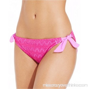 Hula Honey Crochet Side-Tie Hipster Bikini Bottom Women's Swimsuit Pink Medium B01D0E0TU8